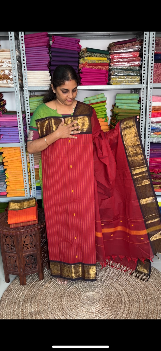 Tharagai- Maroon with coffee brown