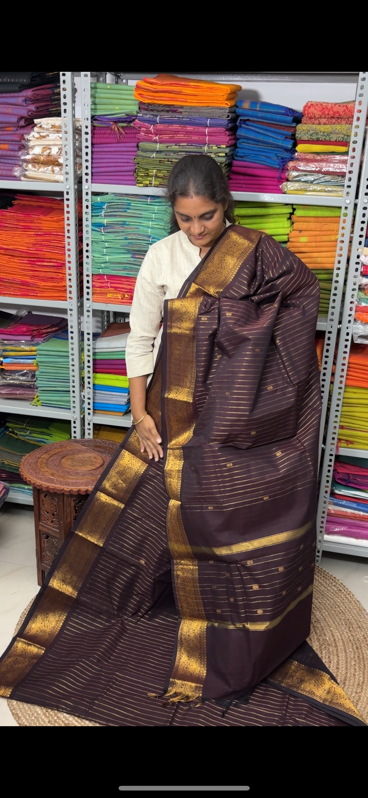 Premium Kanchi cotton saree -coffee brown