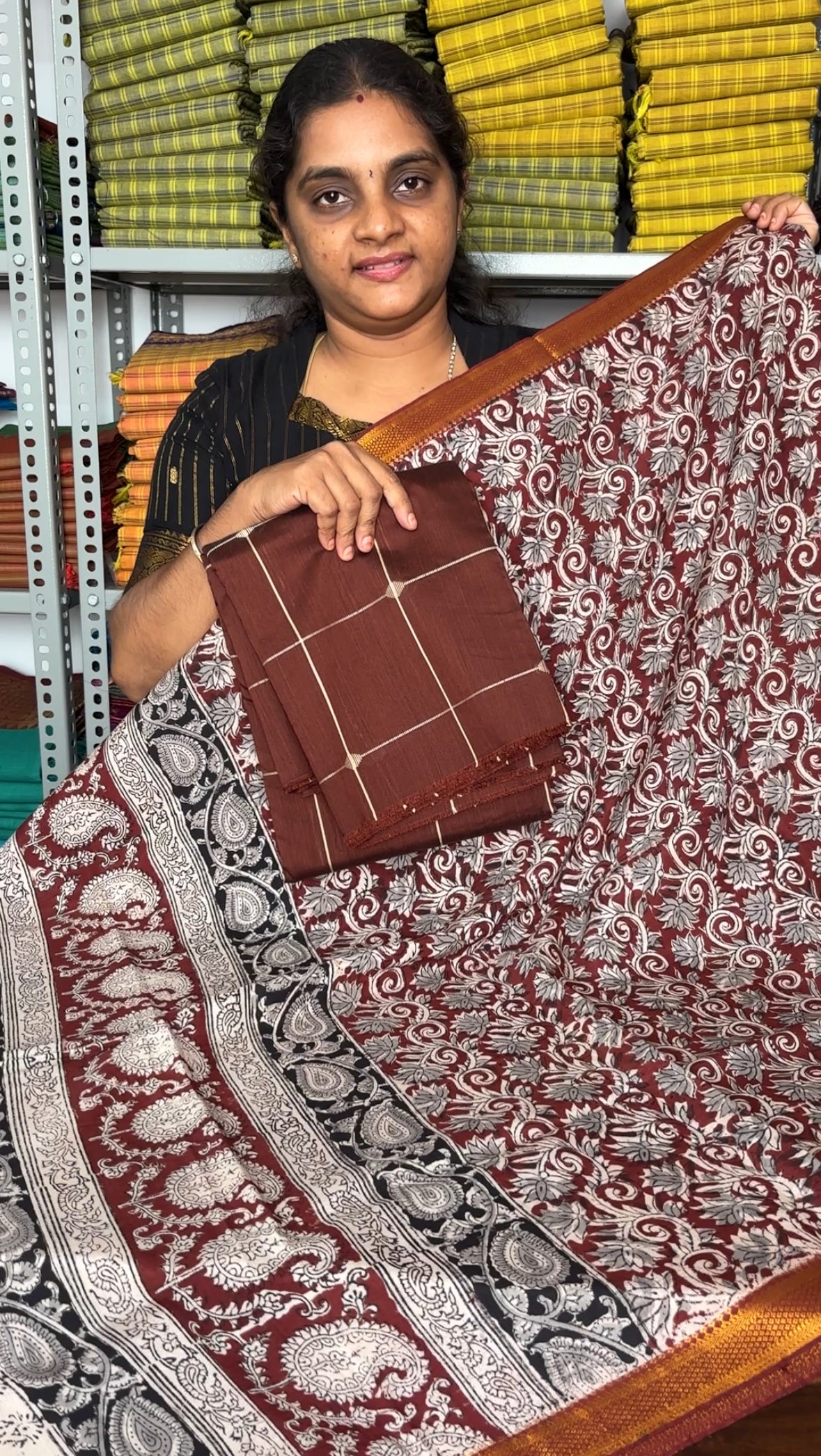 Raw silk co-ord set with Chennuri silk dupatta (15% off)